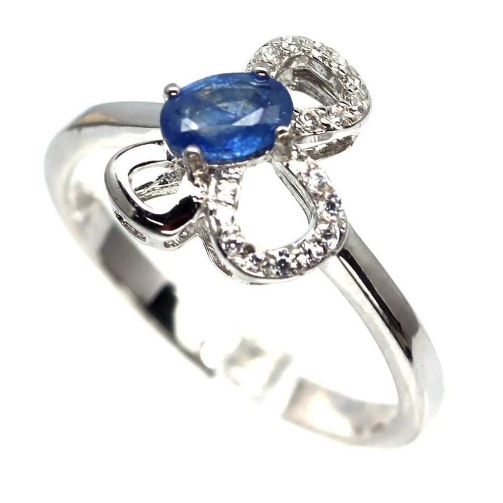 Natural Blue Sapphire .925 Sterling Silver Ring Size 8